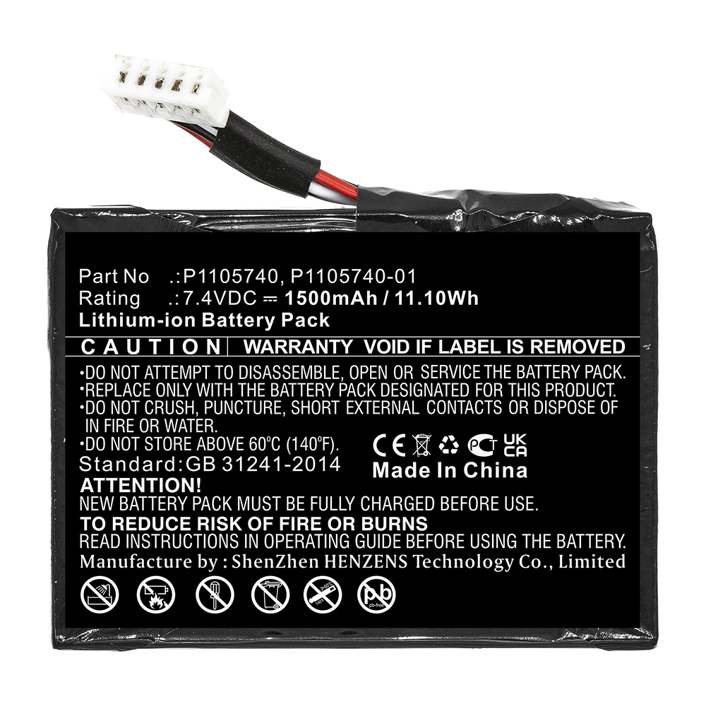 Synergy Digital Printer Battery, Compatible with Zebra P1105740 Printer Battery (Li-ion, 7.4V, 1500mAh)