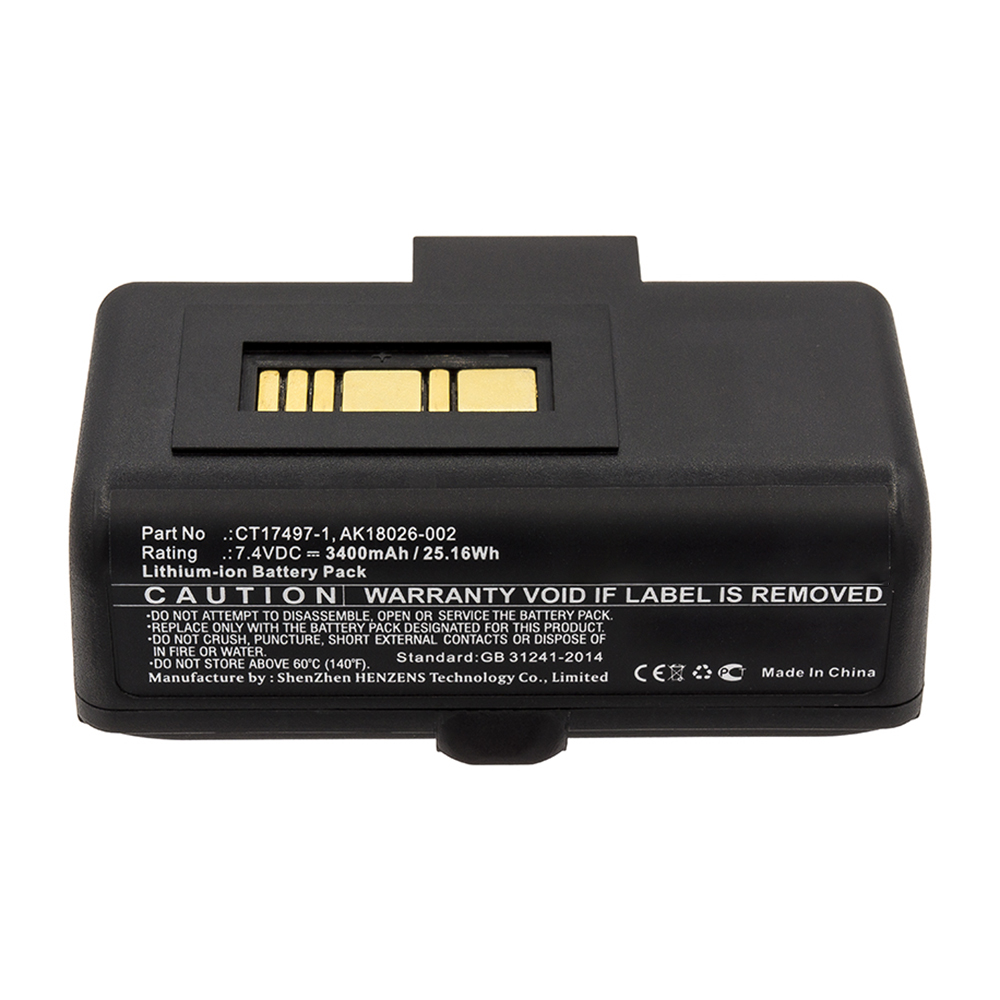 Synergy Digital Printer Battery, Compatible with Zebra AK18026-002 Printer Battery (Li-ion, 7.4V, 3400mAh)