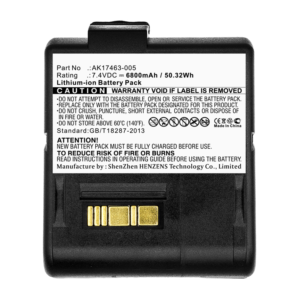 Synergy Digital Printer Battery, Compatible with Zebra AK17463-005 Printer Battery (Li-ion, 7.4V, 6800mAh)