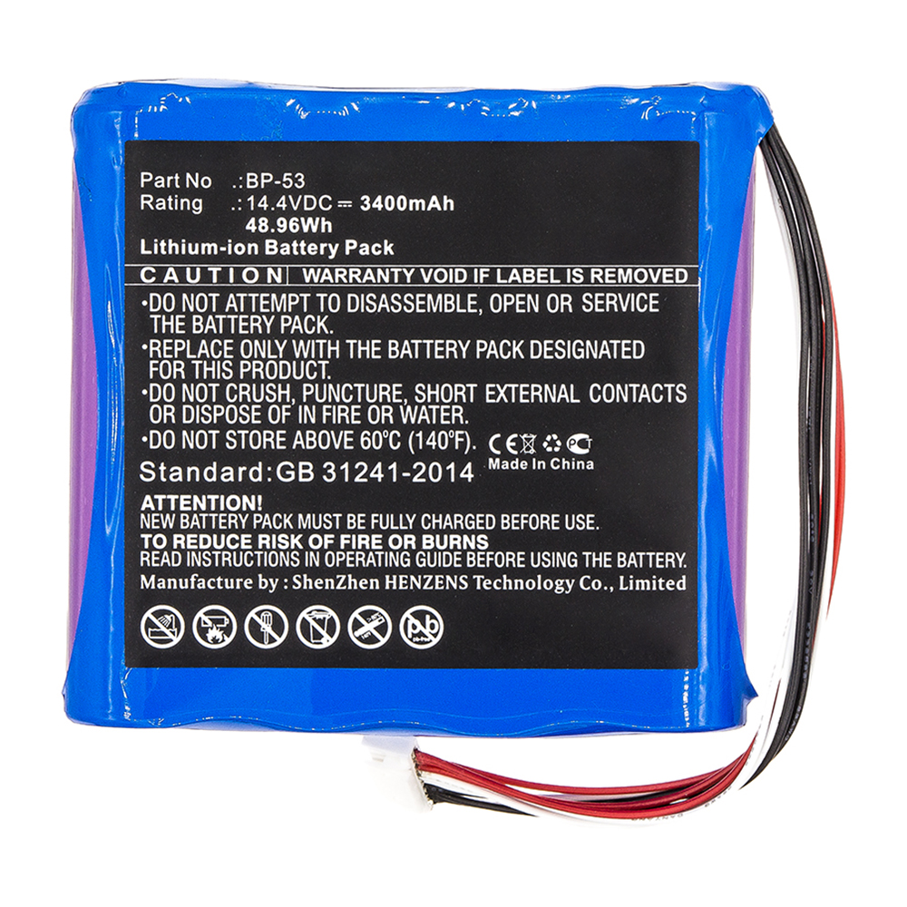 Synergy Digital Equipment Battery, Compatible with BP-53 Equipment Battery (14.4V, Li-ion, 3400mAh)