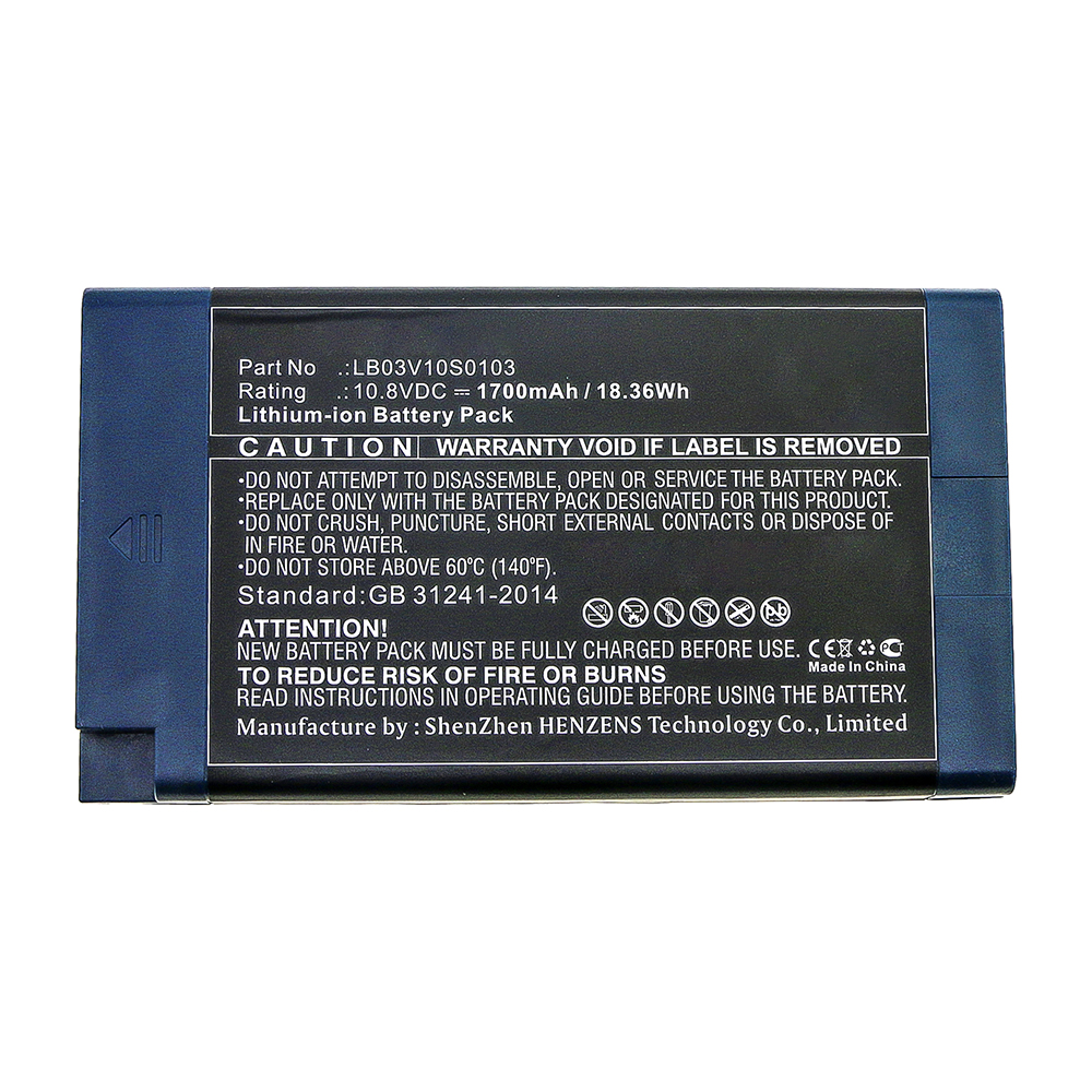 Synergy Digital Equipment Battery, Compatible with LB03V10S0103 Equipment Battery (10.8V, Li-ion, 1700mAh)