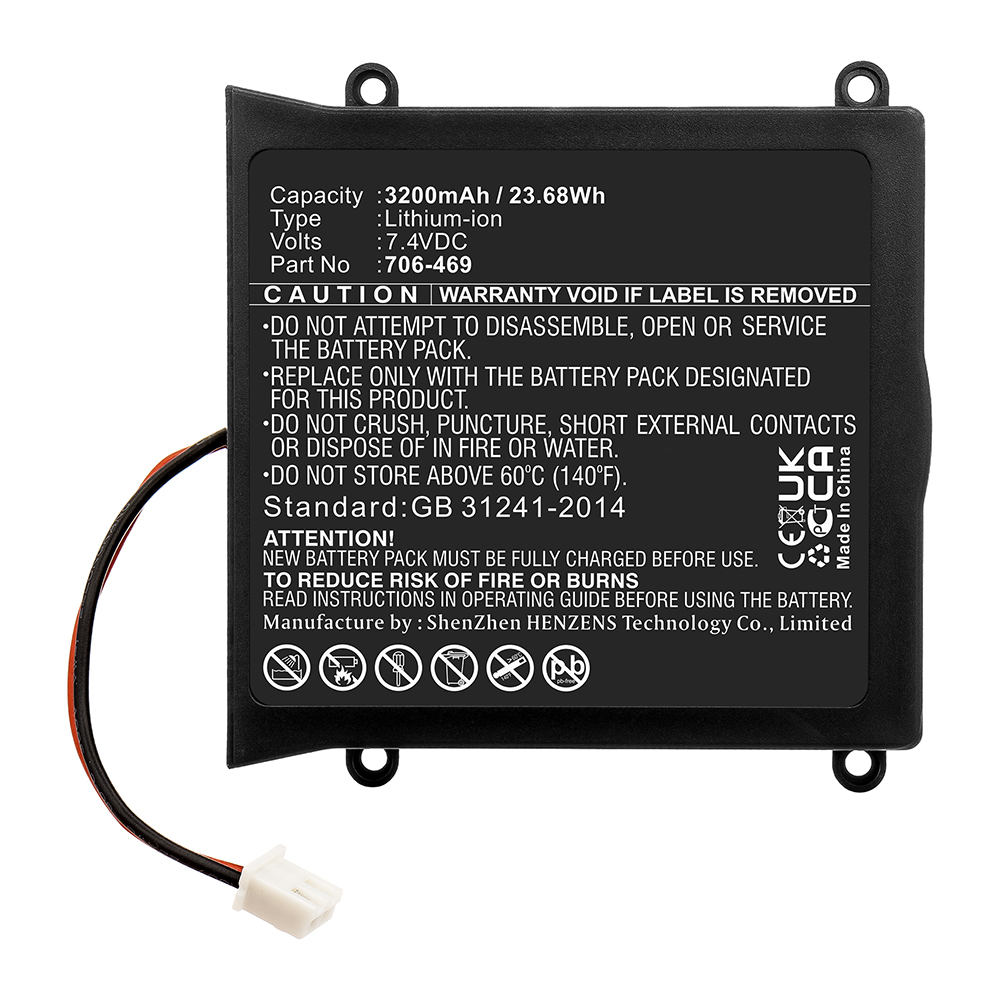 Synergy Digital Equipment Battery, Compatible with 706-469 Equipment Battery (7.4V, Li-ion, 3200mAh)