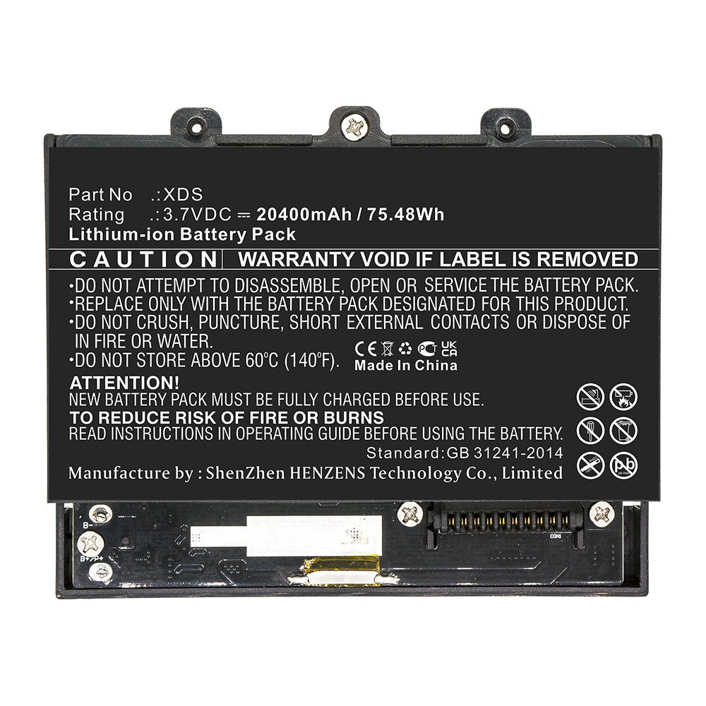 Synergy Digital Equipment Battery, Compatible with XDS Equipment Battery (3.7V, Li-ion, 20400mAh)