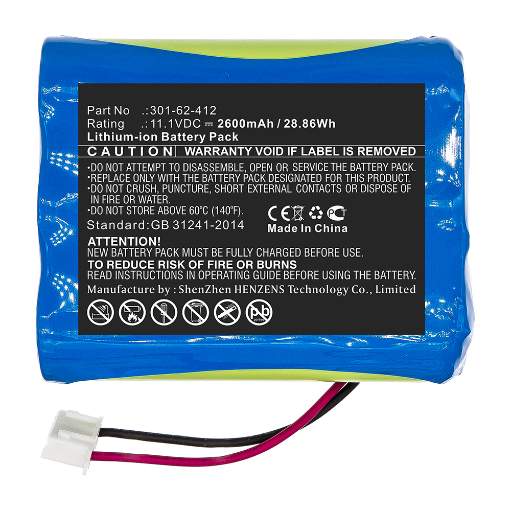 Synergy Digital Equipment Battery, Compatible with 301-62-412 Equipment Battery (11.1V, Li-ion, 2600mAh)