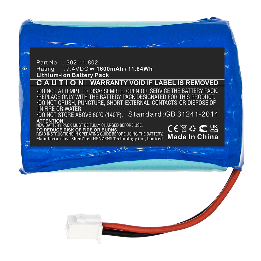 Synergy Digital Equipment Battery, Compatible with 302-11-802 Equipment Battery (7.4V, Li-ion, 1600mAh)