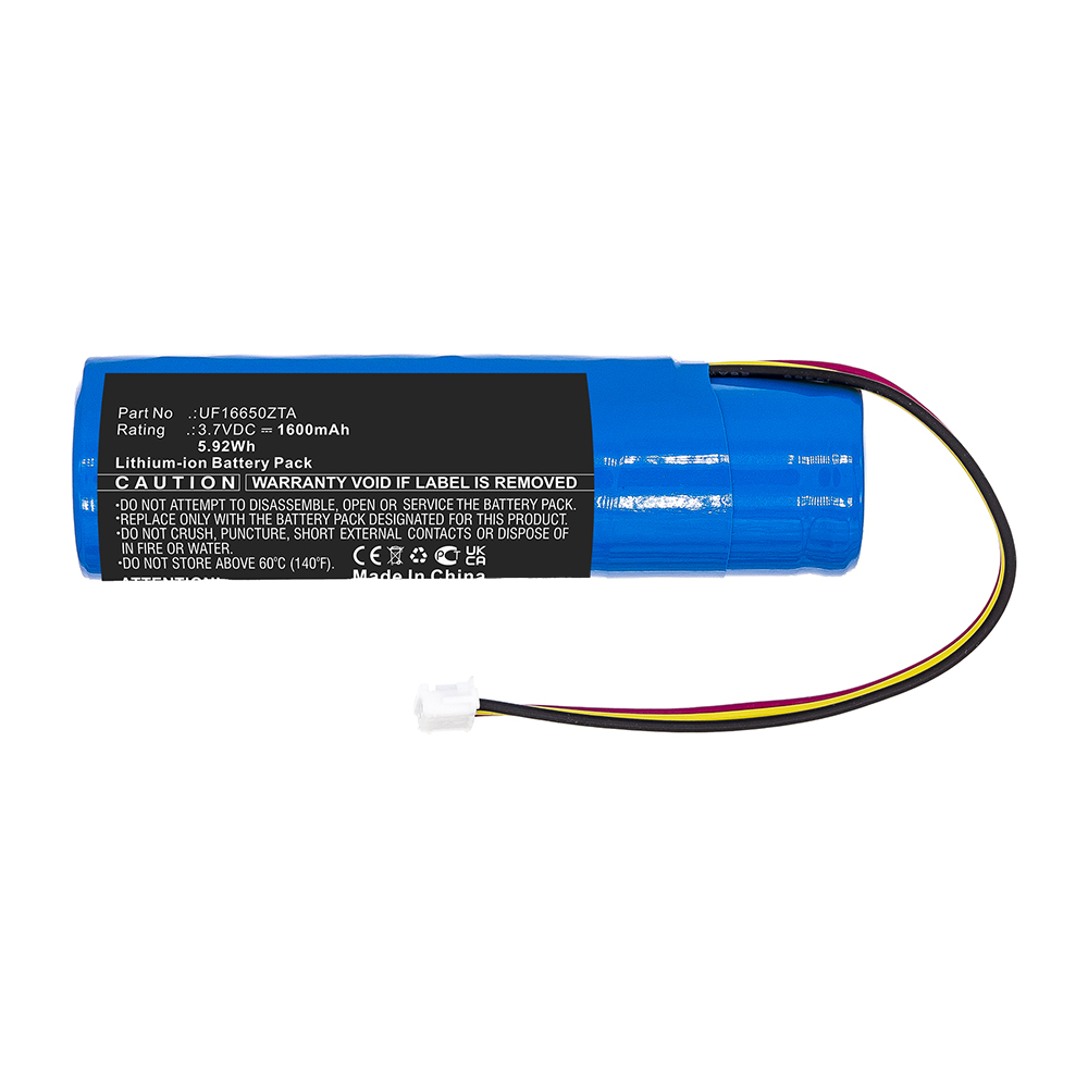 Synergy Digital Amplifier Battery, Compatible with AKAI UF16650ZTA Amplifier Battery (Li-ion, 3.7V, 1600mAh)