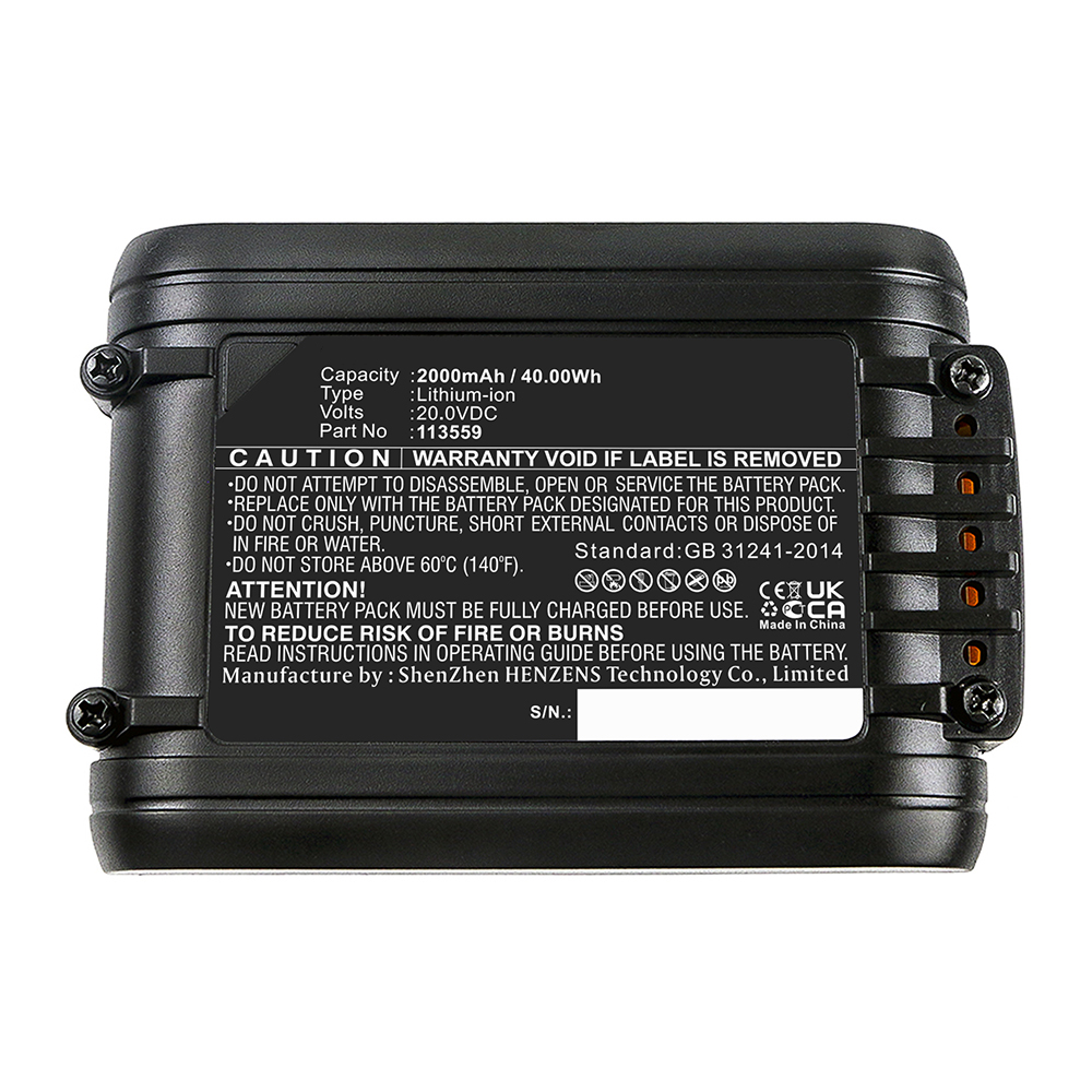 Synergy Digital Lawn Mower Battery, Compatible with AL-KO 113559 Lawn Mower Battery (Li-ion, 20V, 2000mAh)