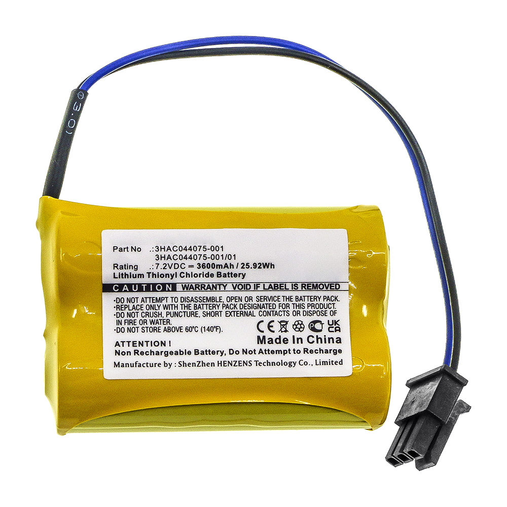 Synergy Digital PLC Battery, Compatible with ABB 3HAC044075-001 PLC Battery (Li-SOCl2, 7.2V, 3600mAh)