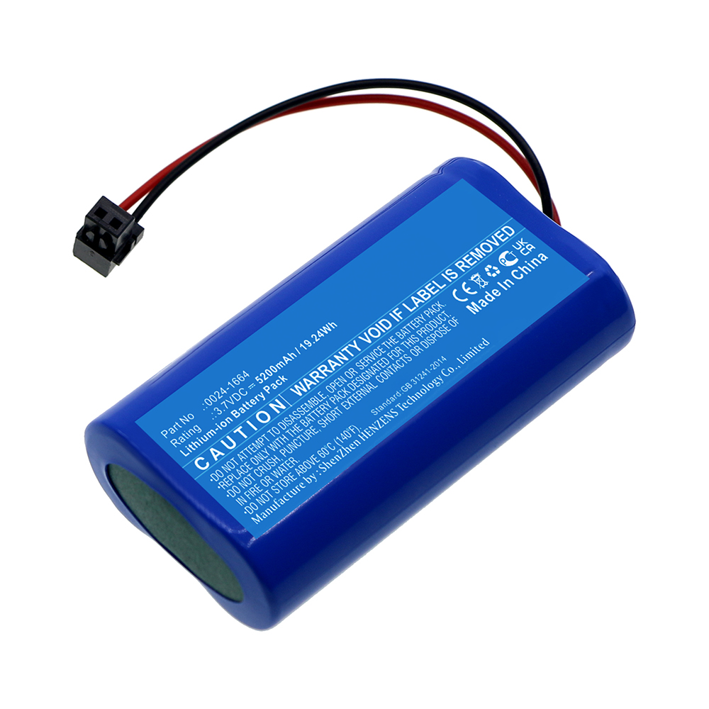 Synergy Digital Equipment Battery, Compatible with Bacharach  0024-1664 Equipment Battery (Li-ion, 3.7V, 5200mAh)