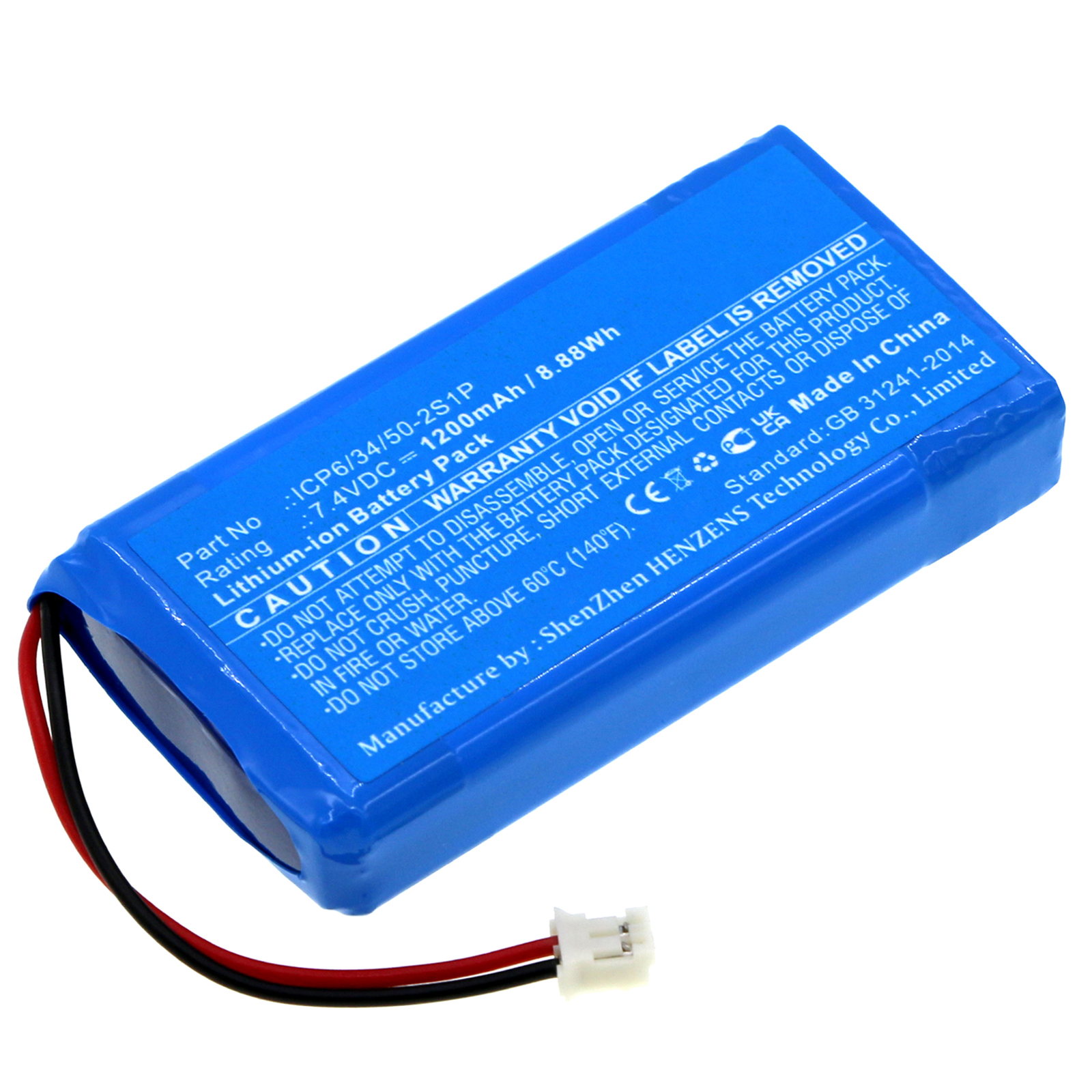 Synergy Digital Amplifier Battery, Compatible with Chord ICP6/34/50-2S1P Amplifier Battery (Li-ion, 7.4V, 1200mAh)