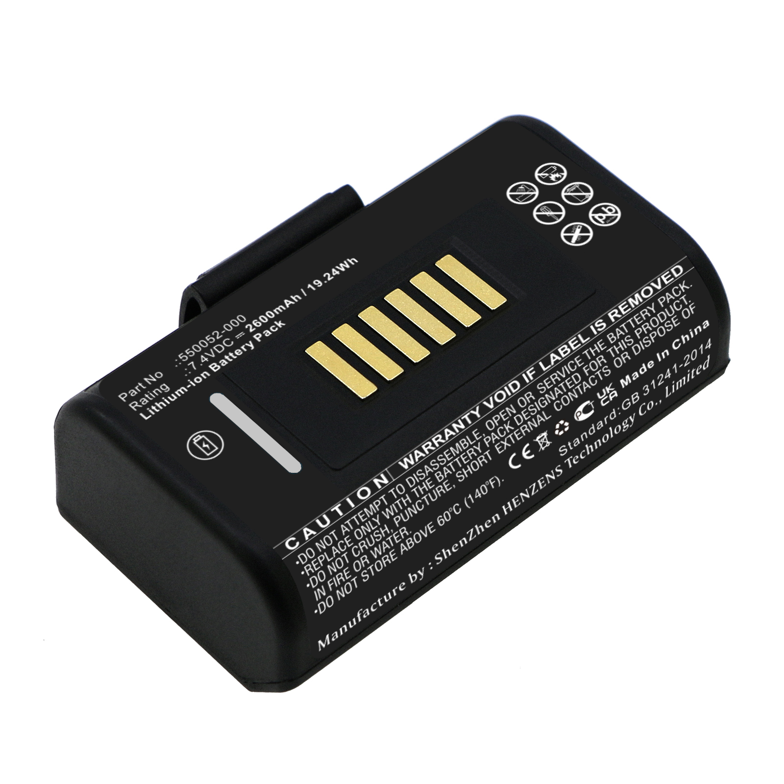 Synergy Digital Printer Battery, Compatible with Honeywell 550052-000 Printer Battery (Li-ion, 7.4V, 2600mAh)