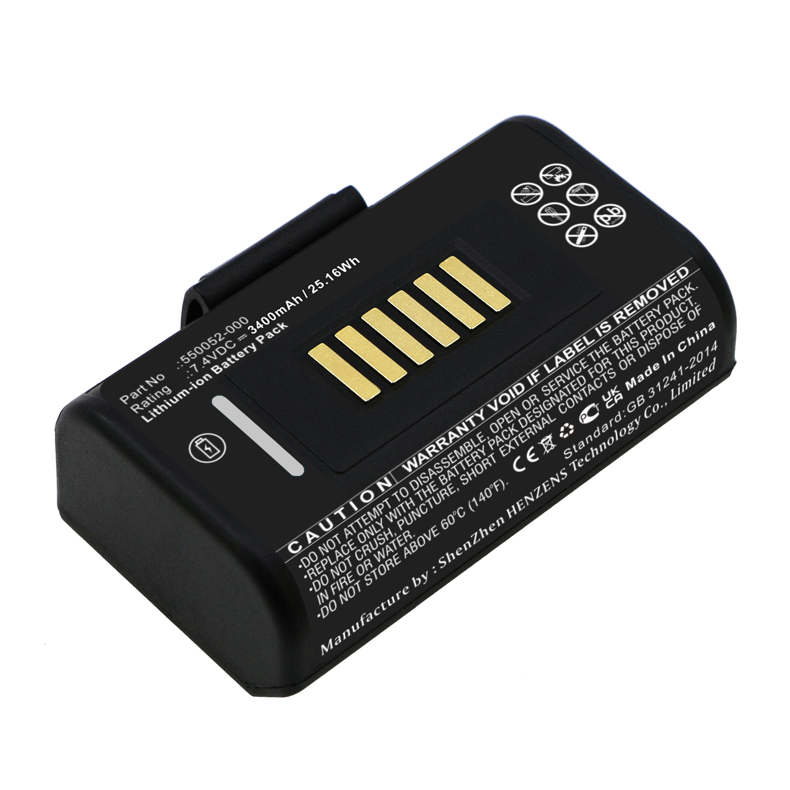 Synergy Digital Printer Battery, Compatible with Honeywell 550052-000 Printer Battery (Li-ion, 7.4V, 3400mAh)
