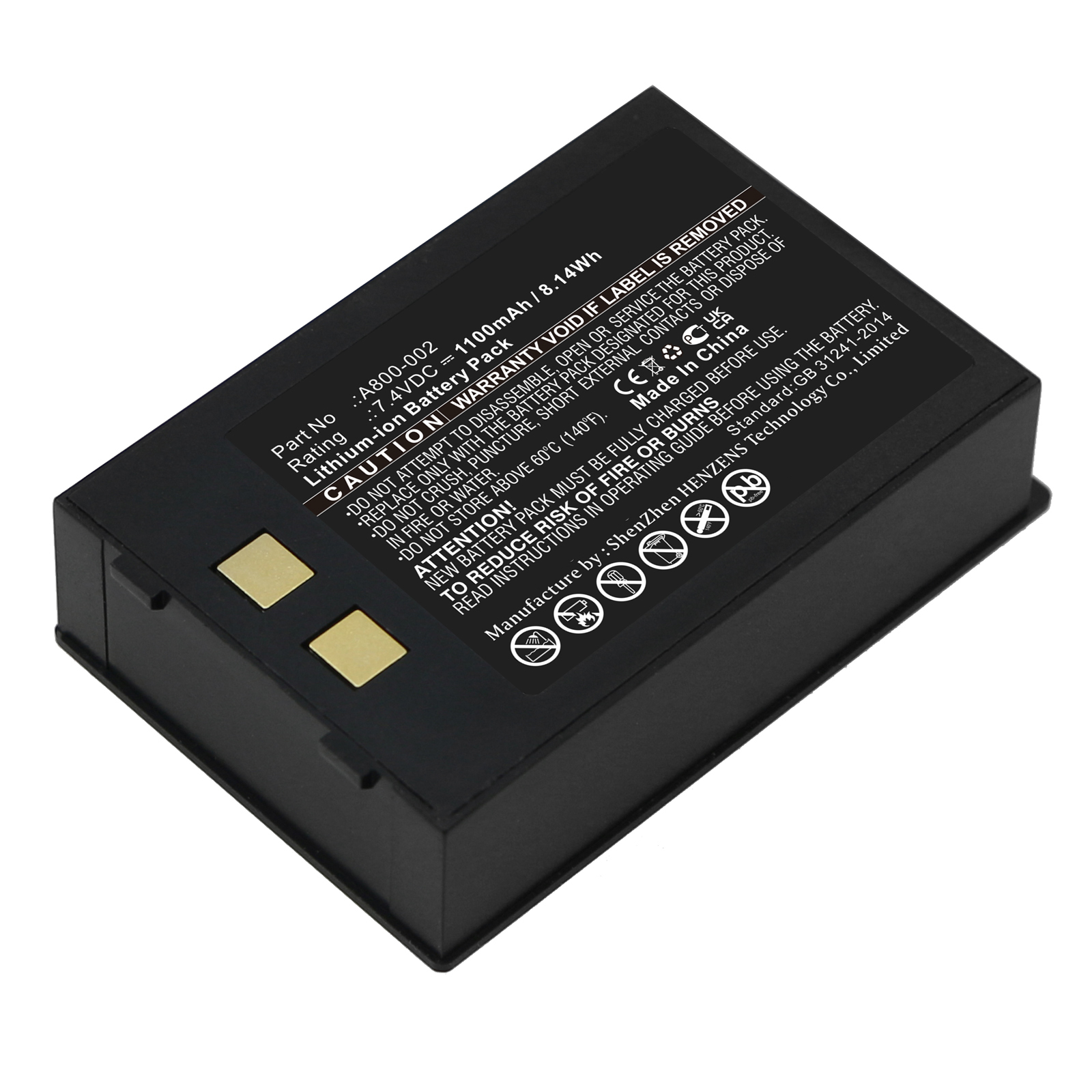 Synergy Digital Printer Battery, Compatible with Star A800-002 Printer Battery (Li-ion, 7.4V, 1100mAh)