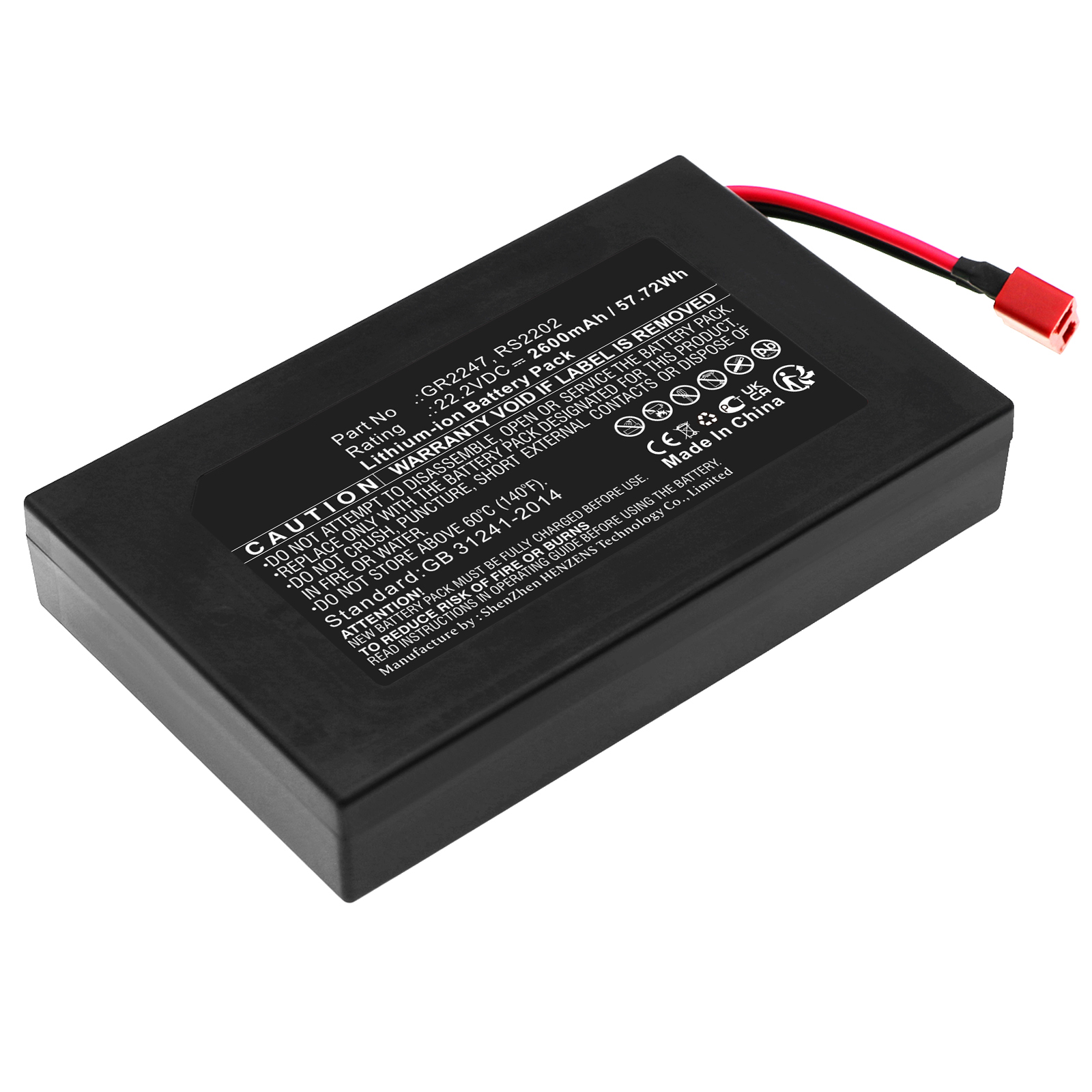 Synergy Digital Scooter Battery, Compatible with Razor GR2247 Scooter Battery (Li-ion, 22.2V, 2600mAh)