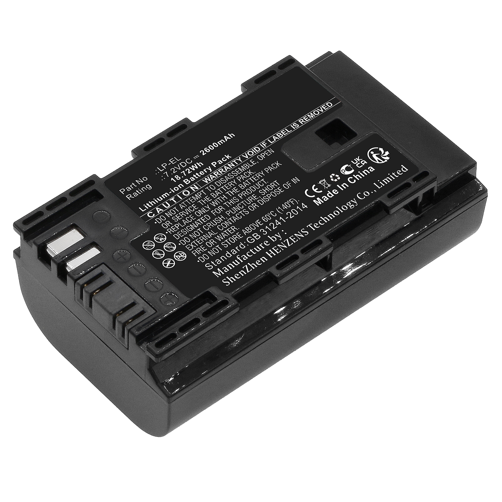 Synergy Digital Strobe Lighting Battery, Compatible with Canon LP-EL Strobe Lighting Battery (Li-ion, 7.2V, 2600mAh)