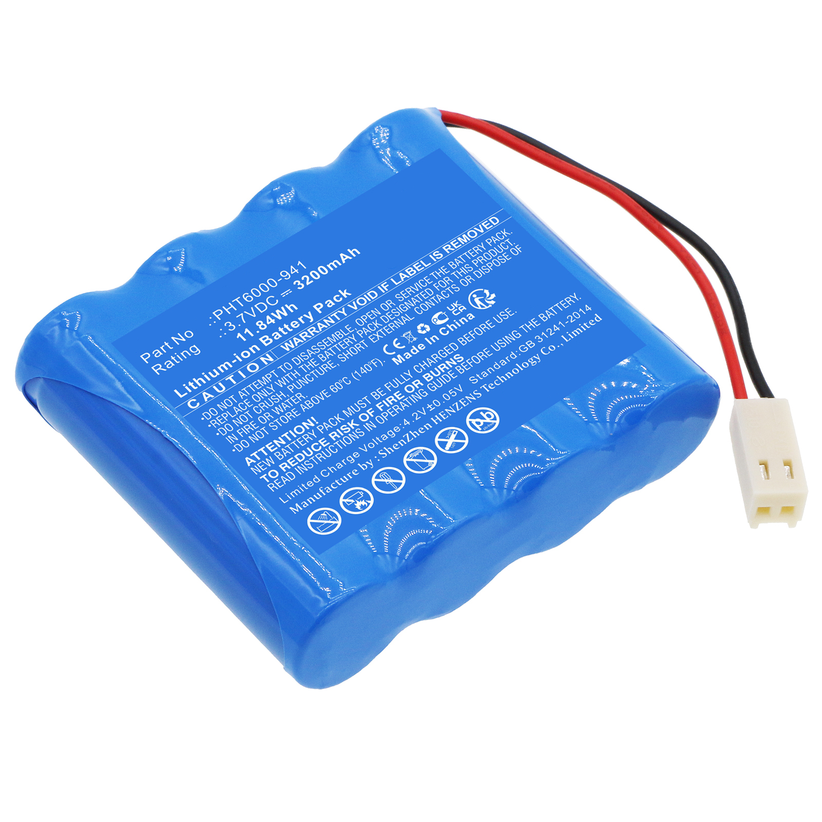 Synergy Digital Equipment Battery, Compatible with Phase PHT6000-941 Equipment Battery (Li-ion, 3.7V, 3200mAh)