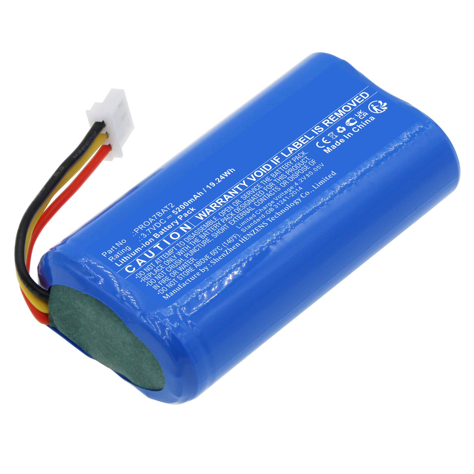 Synergy Digital Alarm System Battery, Compatible with Honeywell PROA7BAT2 Alarm System Battery (Li-ion, 3.7V, 5200mAh)