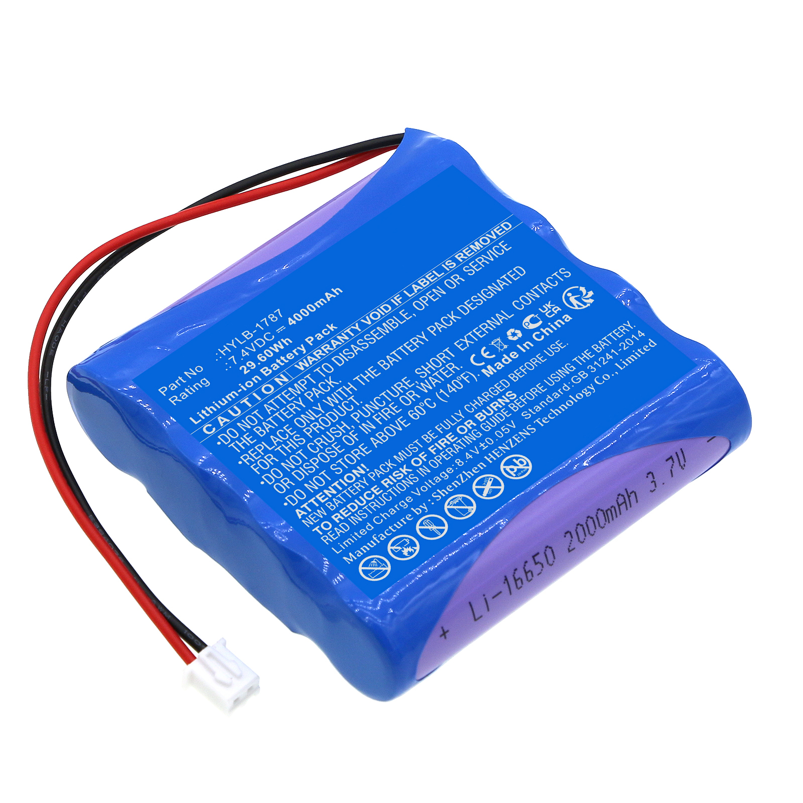 Synergy Digital Equipment Battery, Compatible with Deli HYLB-1787 Equipment Battery (Li-ion, 7.4V, 4000mAh)