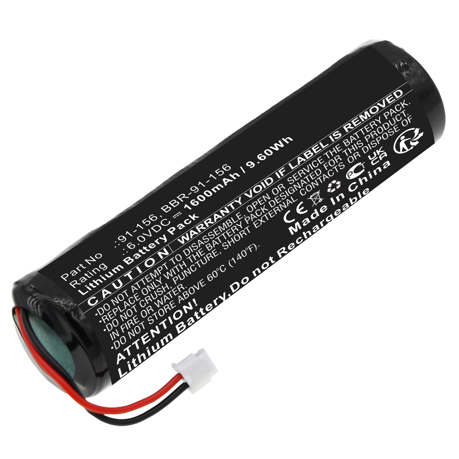 Synergy Digital Marine Safety & Flotation Devices Battery, Compatible with McMurdo BBR-91-156 Marine Safety & Flotation Devices Battery (Lithium, 6V, 1600mAh)