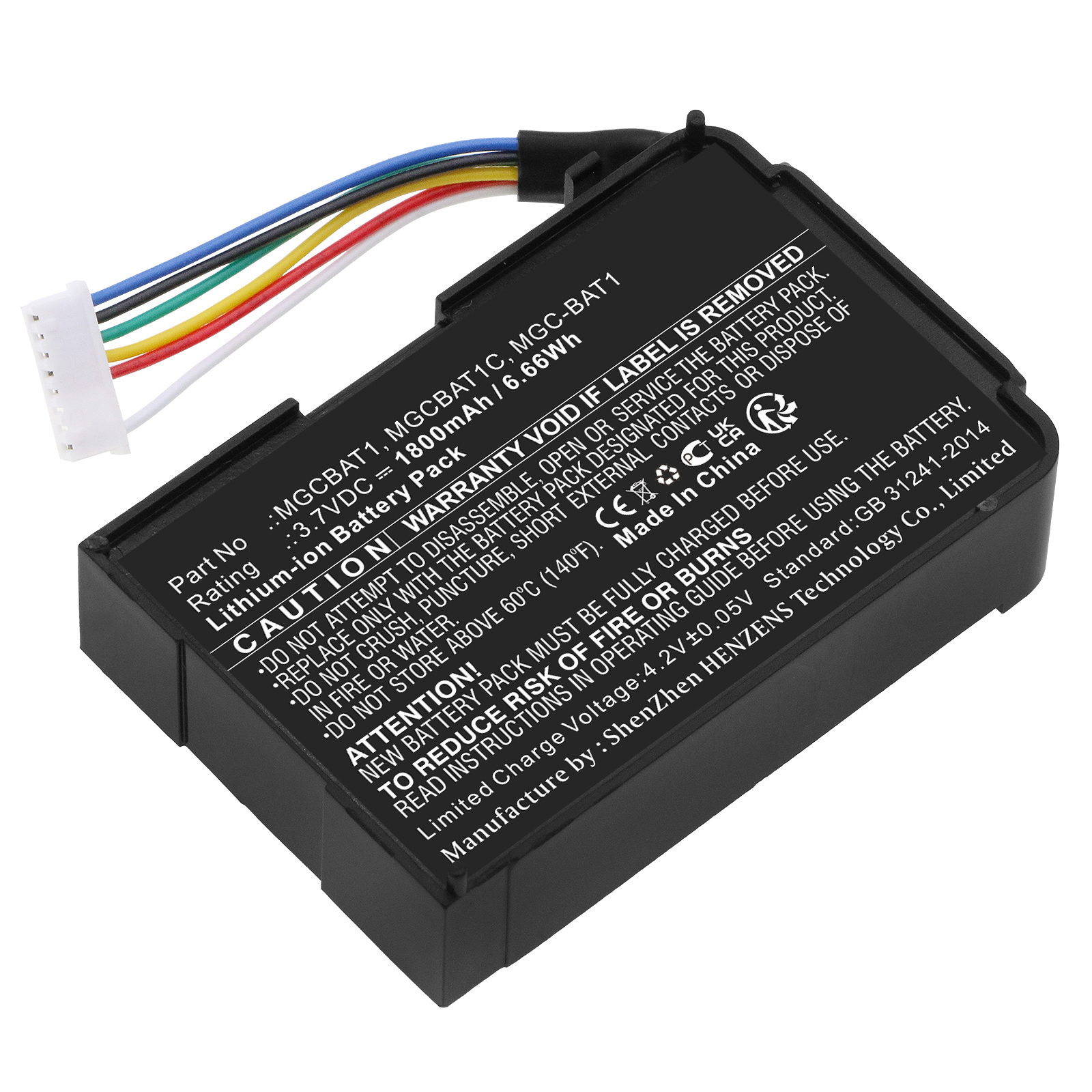 Synergy Digital Equipment Battery, Compatible with GasClip MGCBAT1 Equipment Battery (Li-ion, 3.7V, 1800mAh)