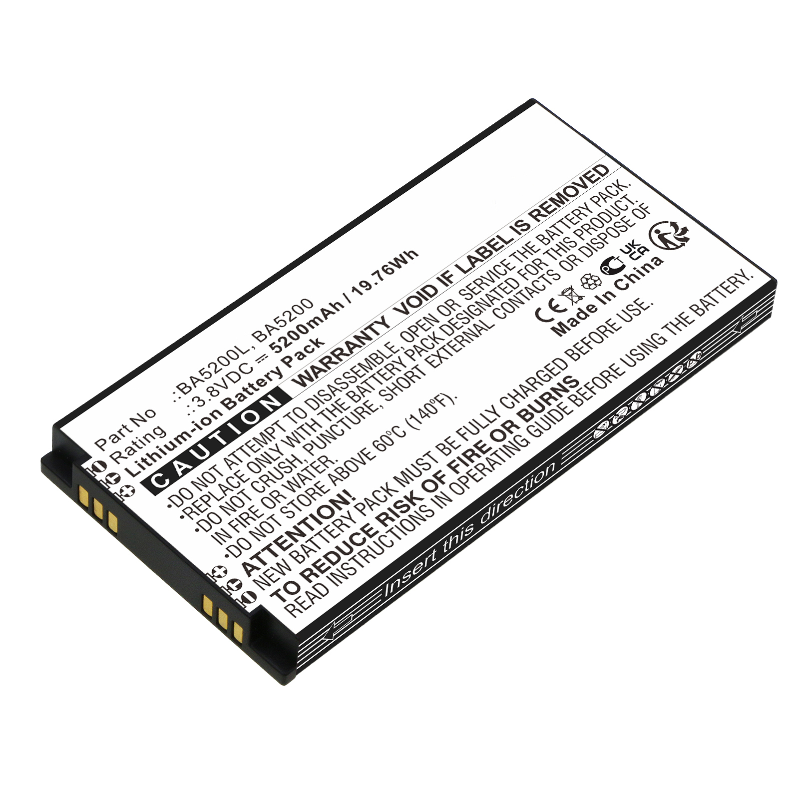 Synergy Digital Equipment Battery, Compatible with UniStrong BA5200 Equipment Battery (Li-ion, 3.8V, 5200mAh)