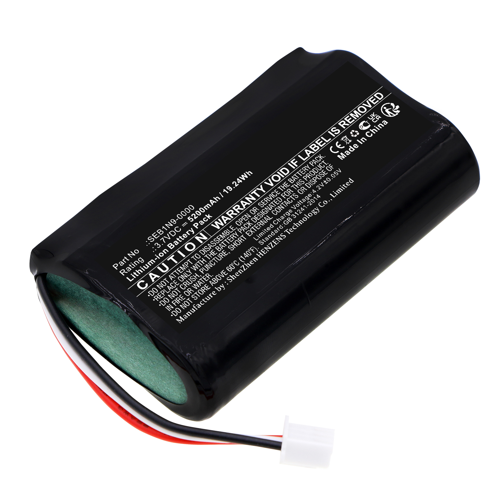 Synergy Digital Home Security Camera Battery, Compatible with Ring SEB1N9-0000 Home Security Camera Battery (Li-ion, 3.7V, 5200mAh)