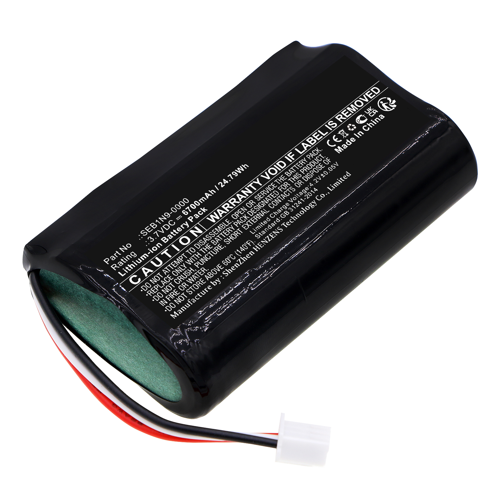 Synergy Digital Home Security Camera Battery, Compatible with Ring SEB1N9-0000 Home Security Camera Battery (Li-ion, 3.7V, 6700mAh)