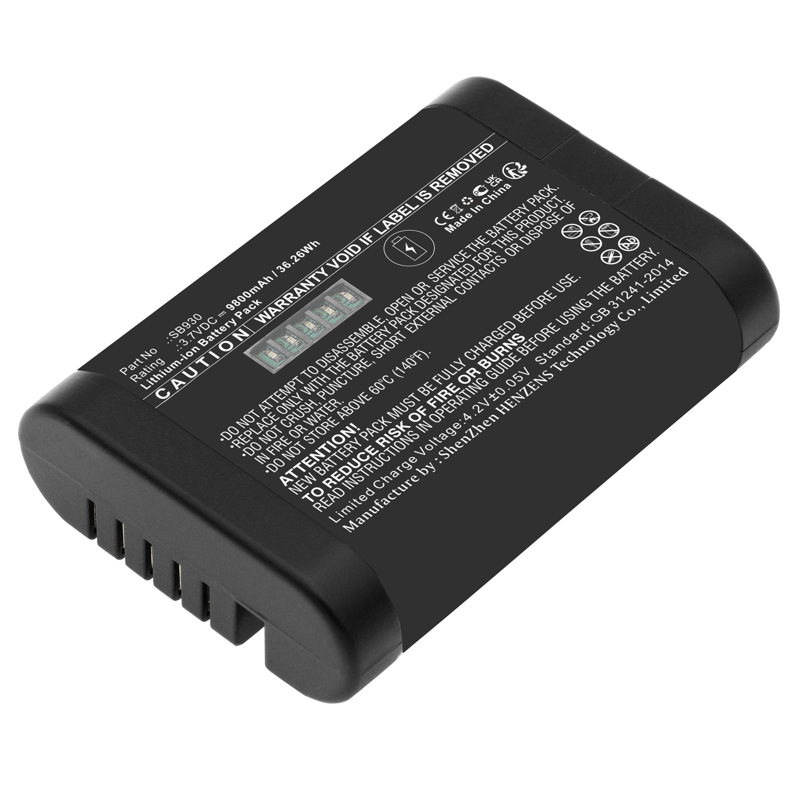 Synergy Digital Conference Phone Battery Compatible with SHURE SB930 Conference Phone Battery (Li-ion, 3.7V, 9800mAh)
