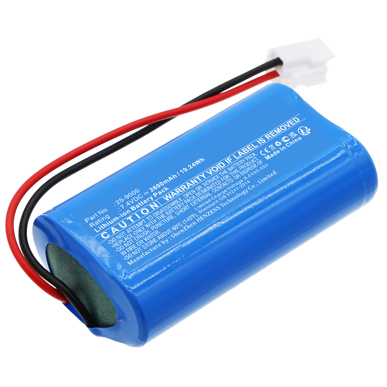 Synergy Digital Emergency Lighting Battery, Compatible with SATCO/NUVO 25-9000 Emergency Lighting Battery (Li-ion, 7.4V, 2600mAh)