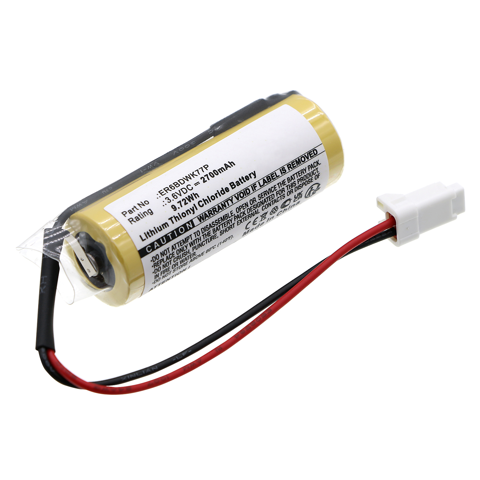 Synergy Digital PLC Battery, Compatible with Yaskawa ER6BDWK77P PLC Battery (Li-SOCl2, 3.6V, 2700mAh)