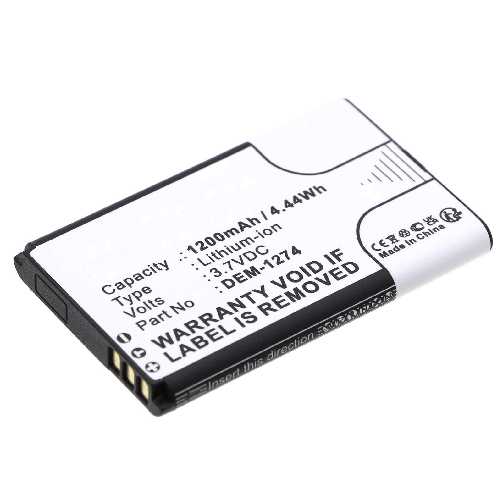 Synergy Digital Security and Safety Battery, Compatible with DEM DEM-1274 Security and Safety Battery (Li-ion, 3.7V, 1200mAh)