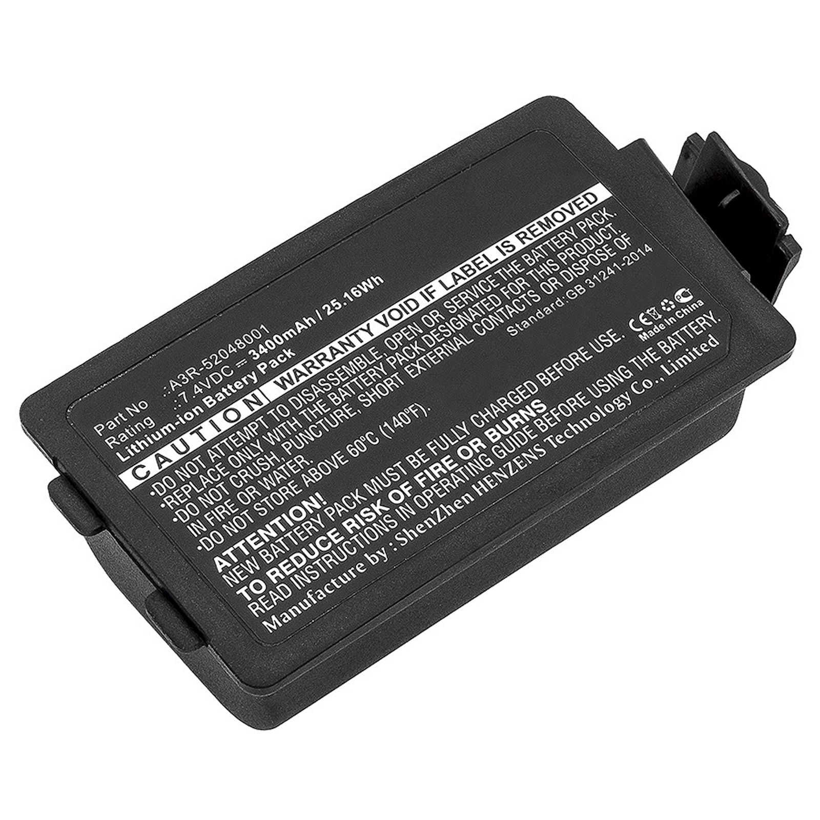 Synergy Digital Battery Compatible With TSC A3R-52048001 Replacement Battery - (Li-Ion, 7.4V, 3400 mAh)