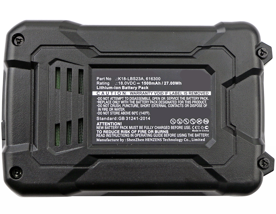 Synergy Digital Power Tools Battery, Compatiable with KOBALT 616300, K18-LBS23A Power Tools Battery (18V, Li-ion, 1500mAh)