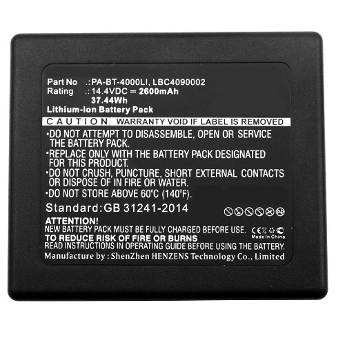 Synergy Digital Printer Battery, Compatible with Brother HP25B, LBC4090002, LBD709-001, LBF3250001, PA-BT-4000LI Printer Battery (14.4V, Li-ion, 2600mAh)