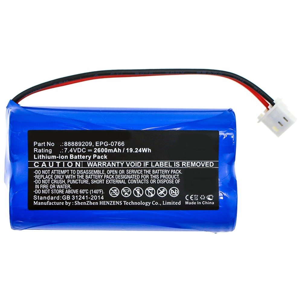 Synergy Digital Medical Battery, Compatible with Natus 88889209, EPG-0766, EPG-0766 REV G, EPG-0766-REV E Medical Battery (7.4, Li-ion, 2600mAh)