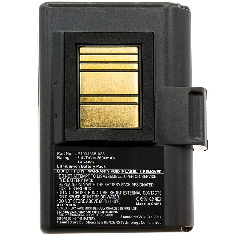Synergy Digital Printer Battery, Compatible with Zebra AT16004, BTRY-MPP-34MAHC1-01, P1023901 Printer Battery (7.4, Li-ion, 2600mAh)