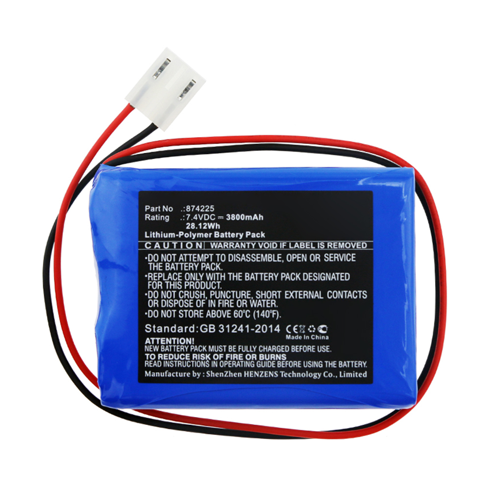 Synergy Digital Medical Battery, Compatible with CONTEC 874225 Medical Battery (Li-Pol, 7.4V, 3800mAh)