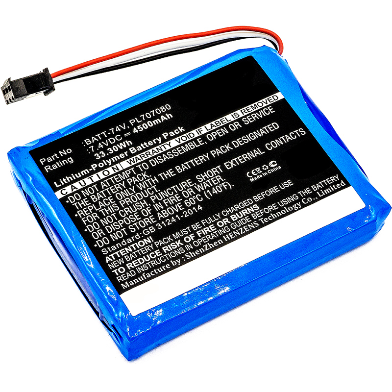 Synergy Digital Equipment Battery, Compatible with Extech BATT-74V, PL707080 Equipment Battery (7.4V, Li-Pol, 4500mAh)