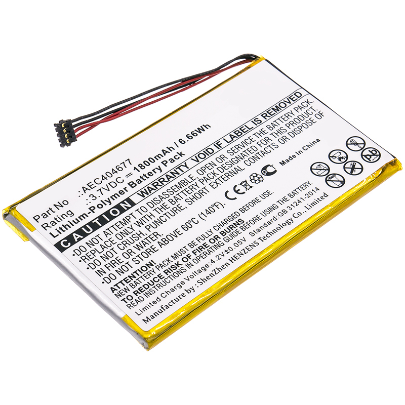 Synergy Digital Amplifier Battery, Compatible with Fiio AEC404677 Amplifier Battery (3.7V, Li-Pol, 1800mAh)