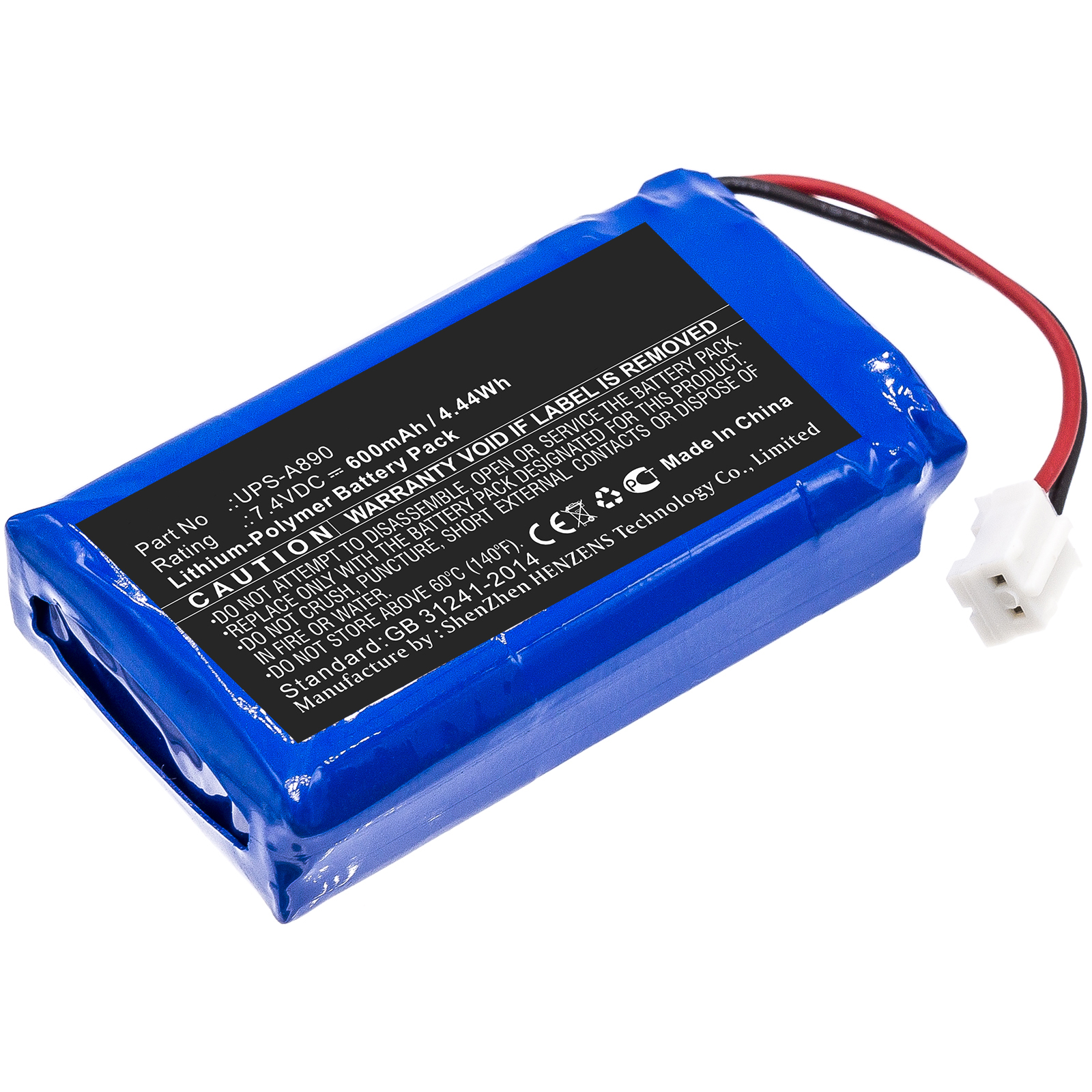 Synergy Digital Alarm System Battery, Compatible with Chuango UPS-A890 Alarm System Battery (7.4V, Li-Pol, 600mAh)