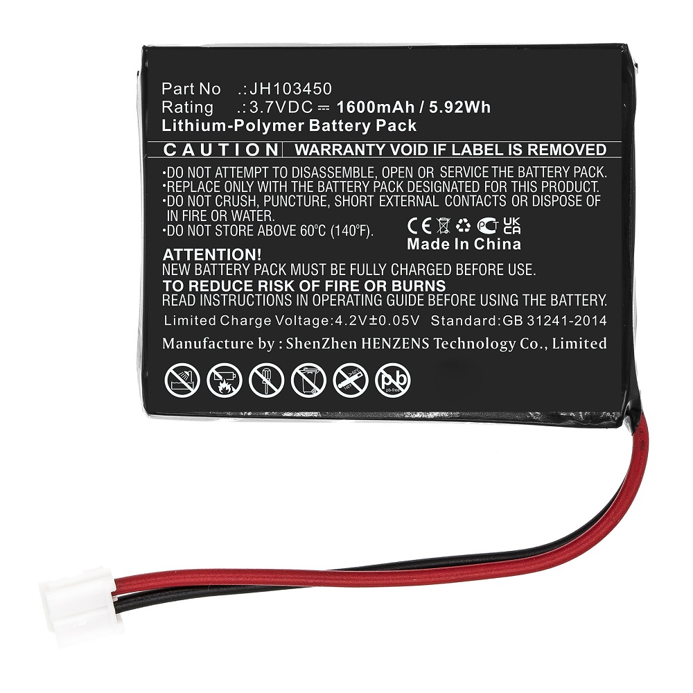 Synergy Digital Baby Monitor Battery, Compatible with Levana JH103450 Baby Monitor Battery (Li-Pol, 3.7V, 1600mAh)