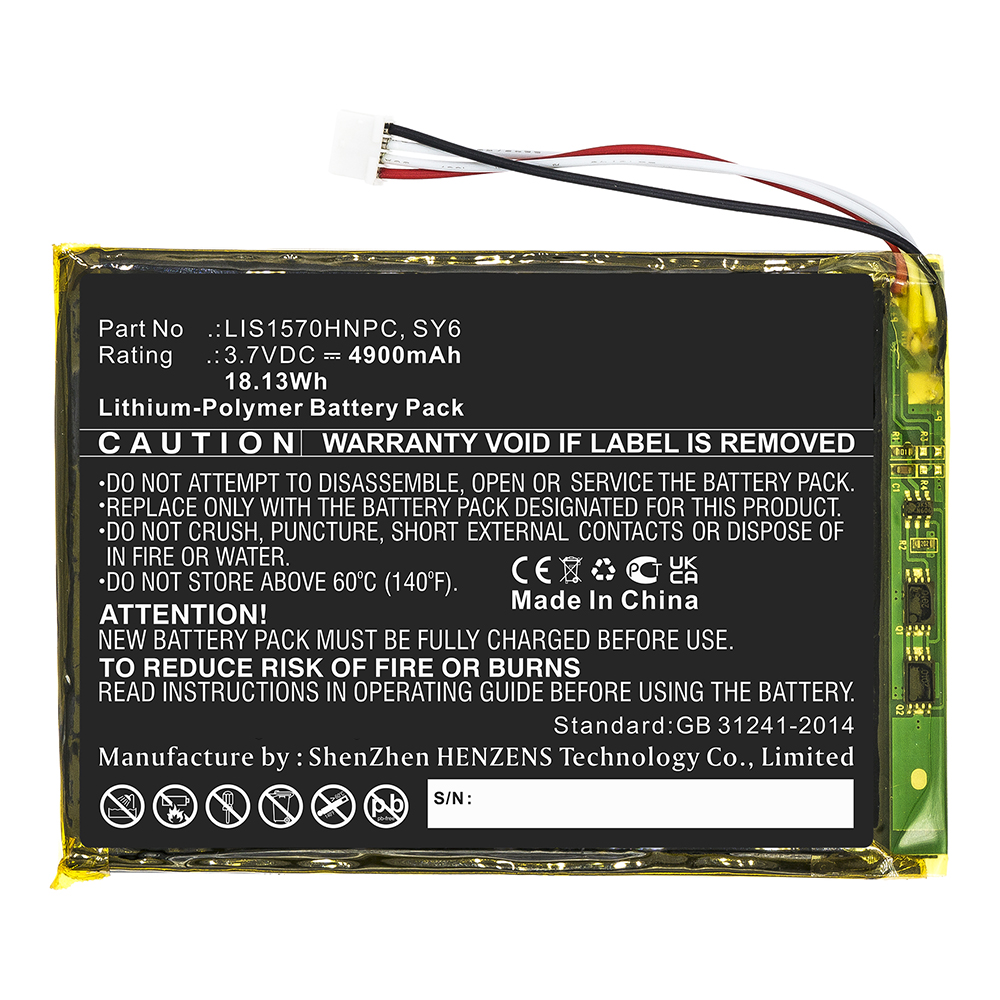 Synergy Digital Amplifier Battery, Compatible with Sony LIS1570HNPC Amplifier Battery (Li-Pol, 3.7V, 4900mAh)