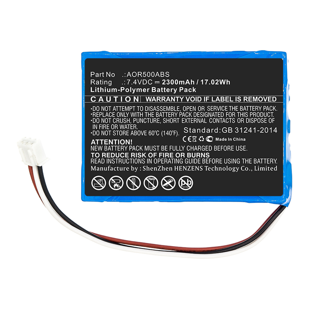 Synergy Digital Equipment Battery, Compatible with Tribrer AOR500ABS Equipment Battery (Li-Pol, 7.4V, 2300mAh)