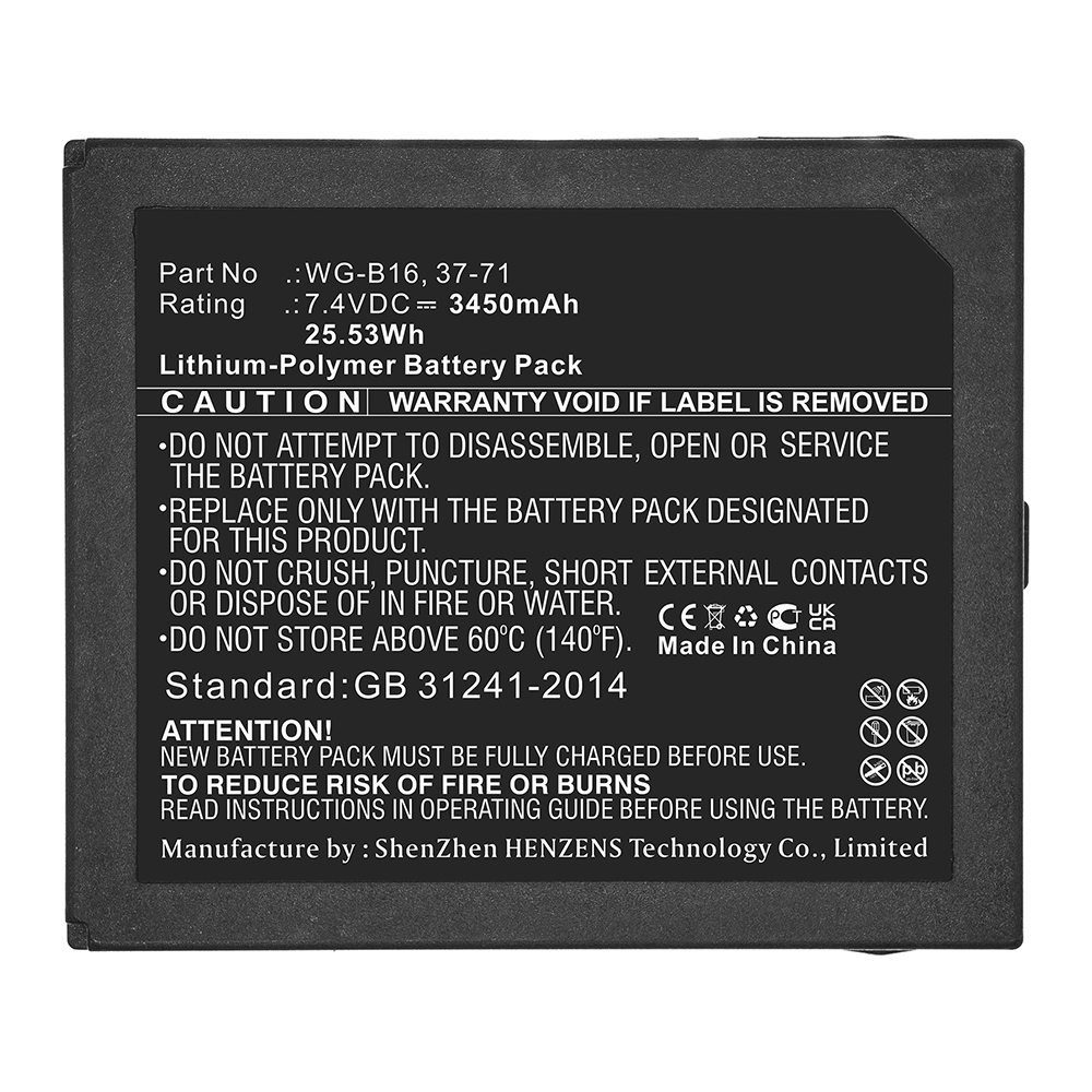 Synergy Digital Equipment Battery, Compatible with Triplett WG-B16 Equipment Battery (Li-Pol, 7.4V, 3450mAh)