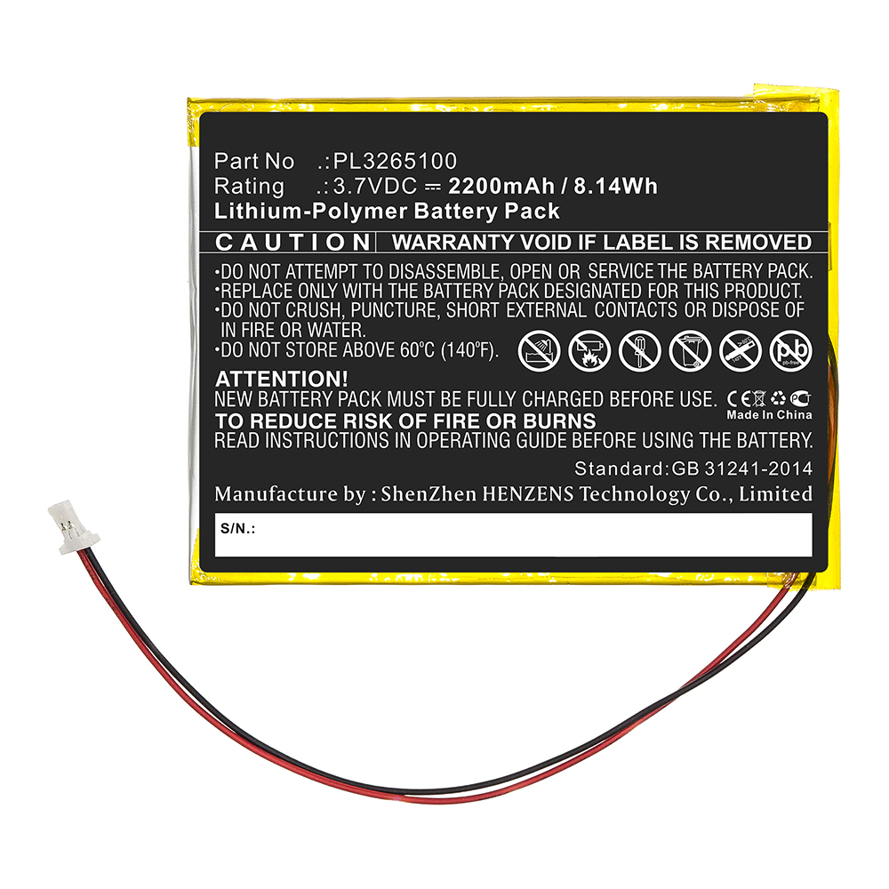 Synergy Digital Diagnostic Scanner Battery, Compatible with XTOOL PL3265100 Diagnostic Scanner Battery (Li-Pol, 3.7V, 2200mAh)