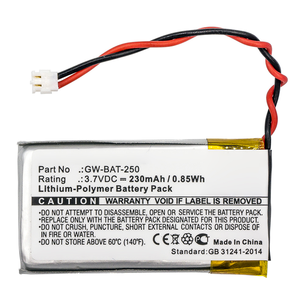 Synergy Digital Equipment Battery, Compatible with Vernier GW-BAT-250 Equipment Battery (Li-Pol, 3.7V, 230mAh)