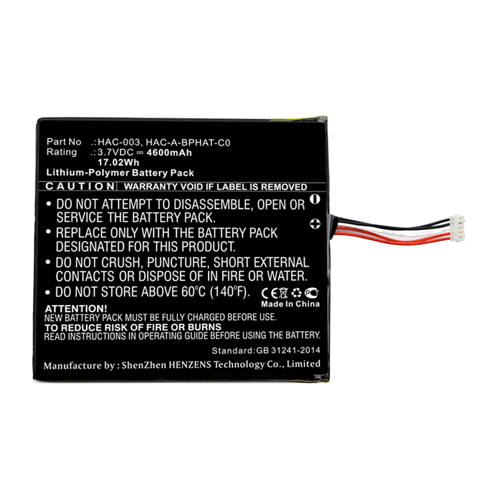 Synergy Digital Game Console Battery, Compatible with HAC-003 Game Console Battery (3.7V, Li-Pol, 4600mAh)