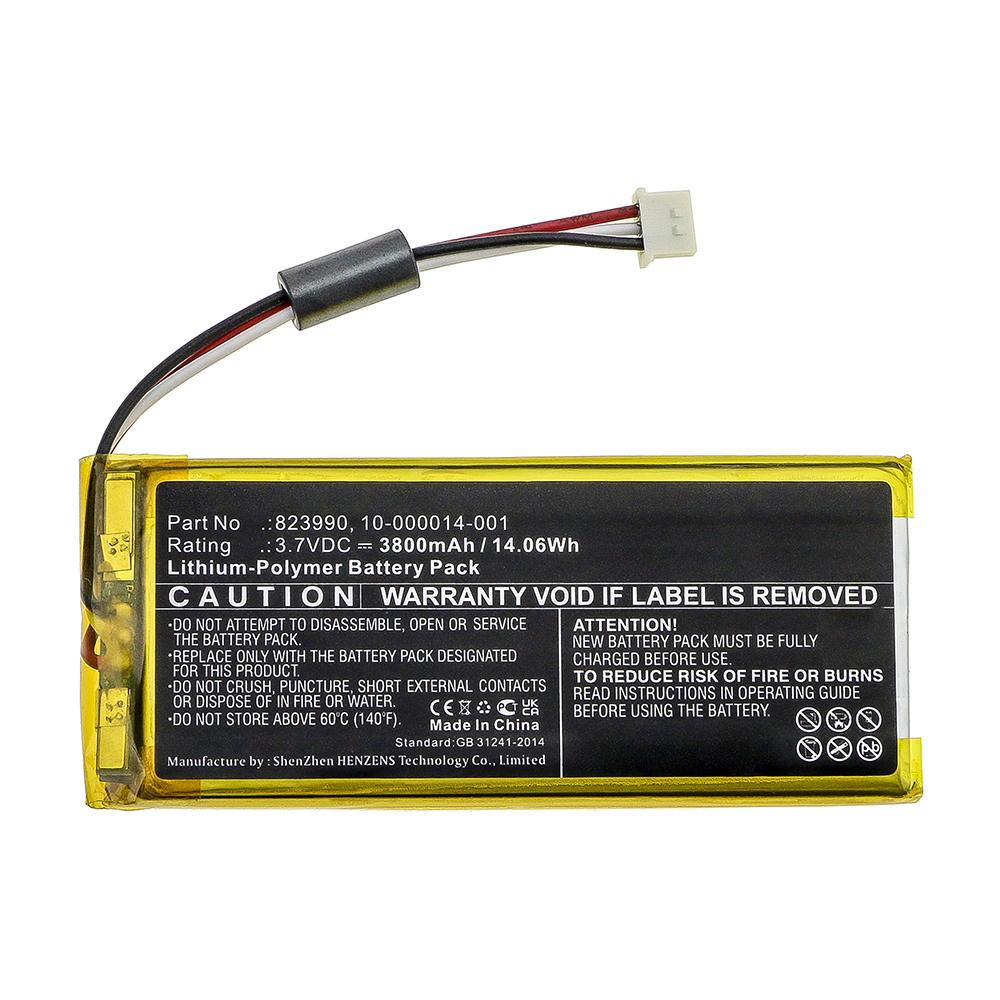 Synergy Digital Alarm System Battery, Compatible with ADT 10-000014-001 Alarm System Battery (Li-Pol, 3.7V, 3800mAh)