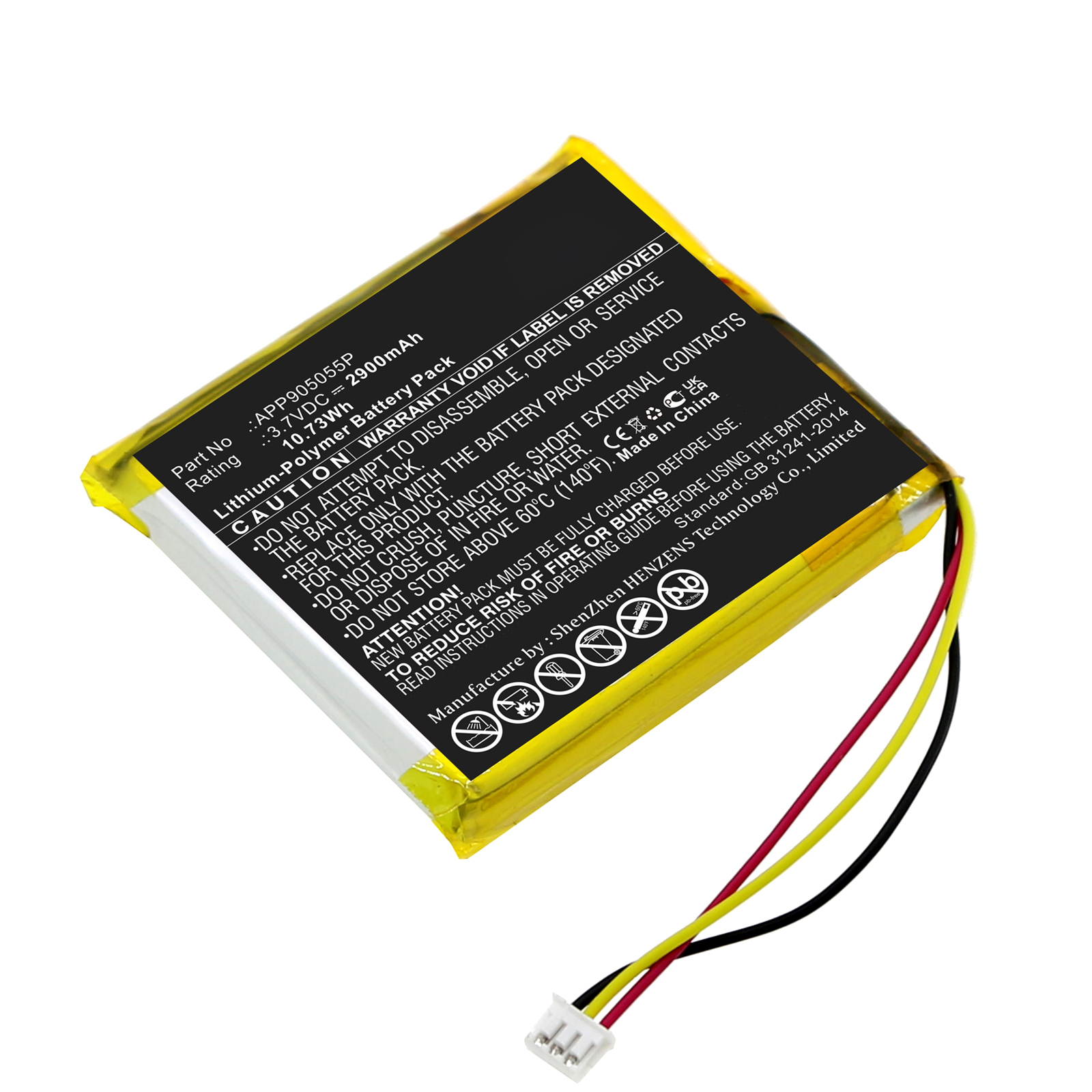 Synergy Digital Amplifier Battery, Compatible with VentureCraft APP905055P Amplifier Battery (Li-Pol, 3.7V, 2900mAh)
