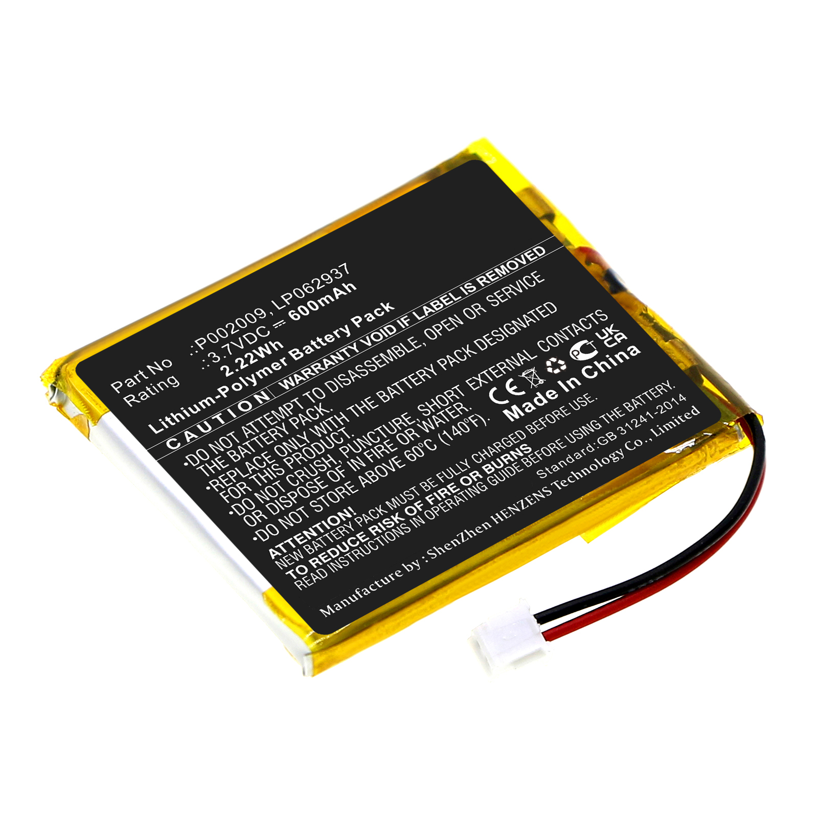Synergy Digital Baby Monitor Battery, Compatible with Alecto LP062937 Baby Monitor Battery (Li-Pol, 3.7V, 600mAh)
